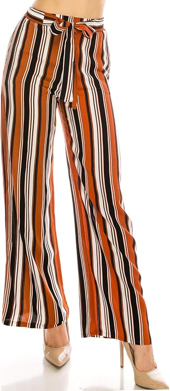 Women's Palazzo Pants Solid and Stripe Culottes Trousers