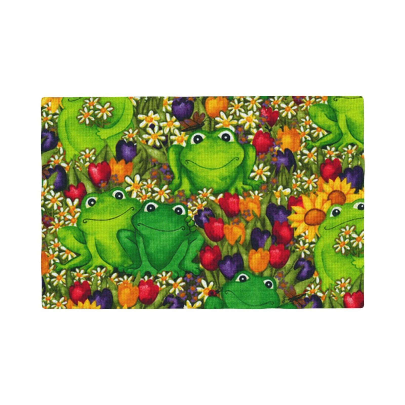 Set de table lin motif grenouille x4 lavable antidérapant résistant chaleur