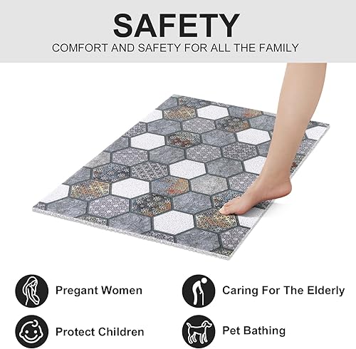 Miniatura 5 de Tapete de ducha extragrande 23.6 x 35.4 pulgadas, elegantes tapetes de ducha para ducha interior, tapete de ducha antideslizante de PVC suave