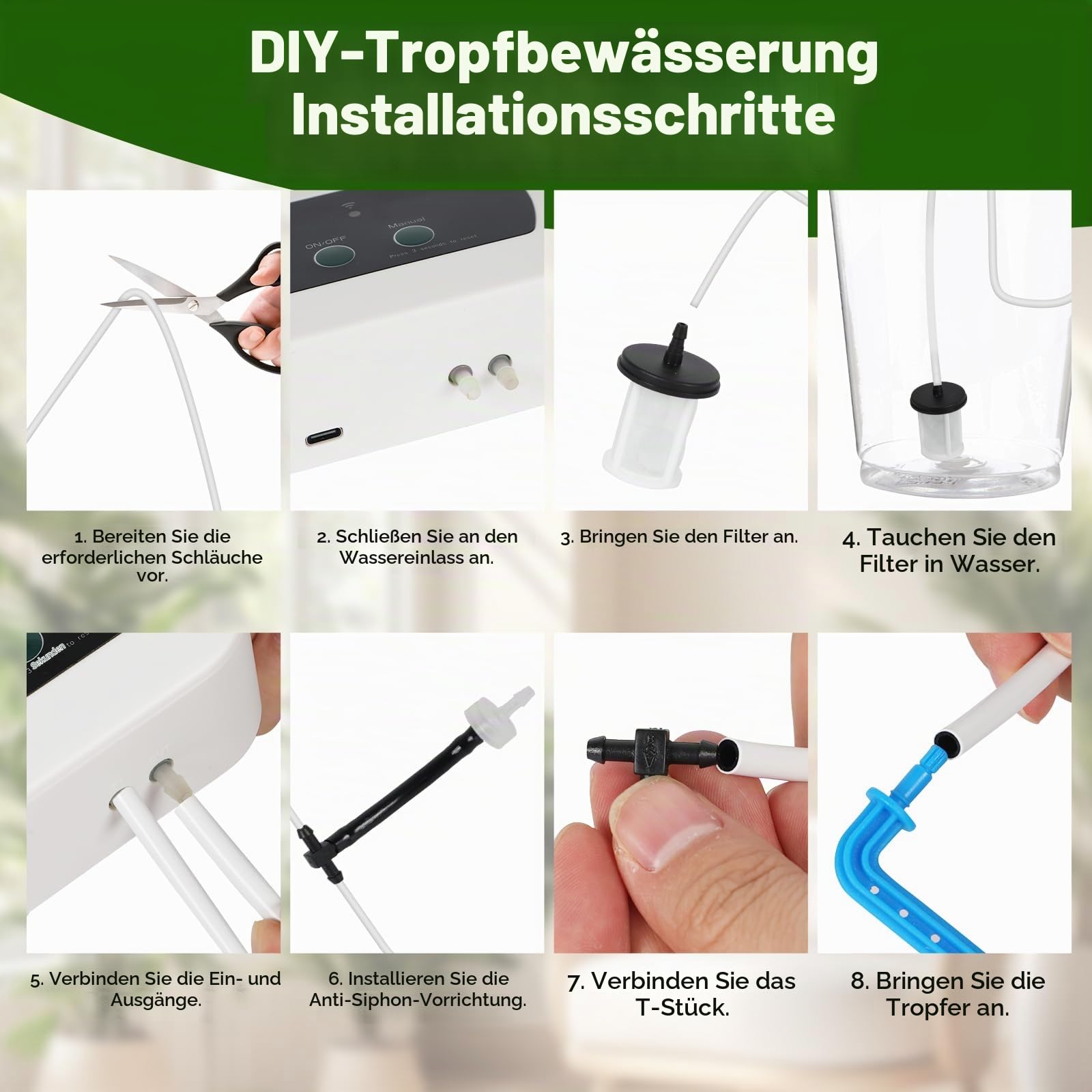 WiFi Automatisches Bewässerungssystem, App-Fernbedienung Selbstbewässerndes Tropfbewässerungssystem-Set für Topfpflanzen, Gartenbewässerung für Urlaub und Ferien