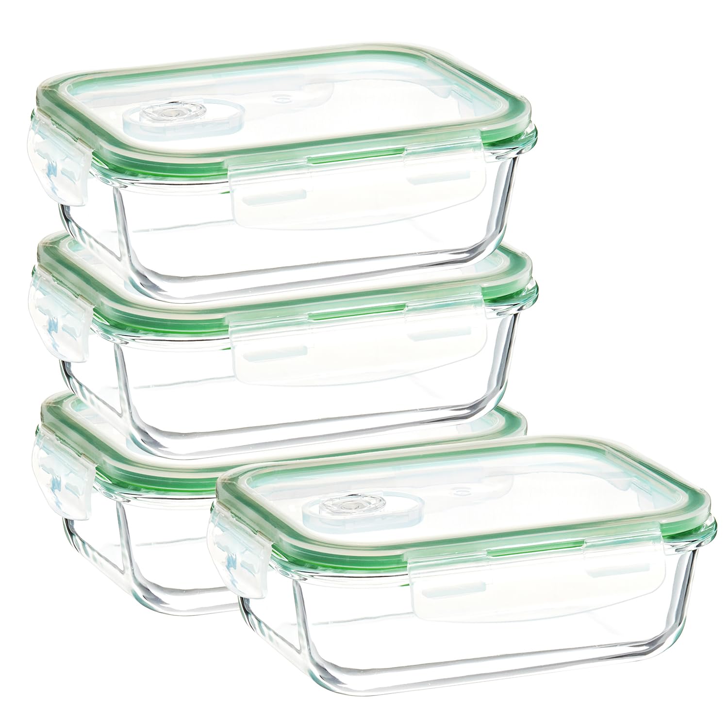 Amazon Brand - Solimo Borosilicate Glass Rectangle Container with Air-Vent Lid for Kitchen/Tiffin (720ml Each) | Airtight & Leak-Proof | Freezer, Microwave & Dishwasher Safe (Set of 4) (Transparent) (B0CXF6SPV1) Amazon Price History, Amazon Price Tracker