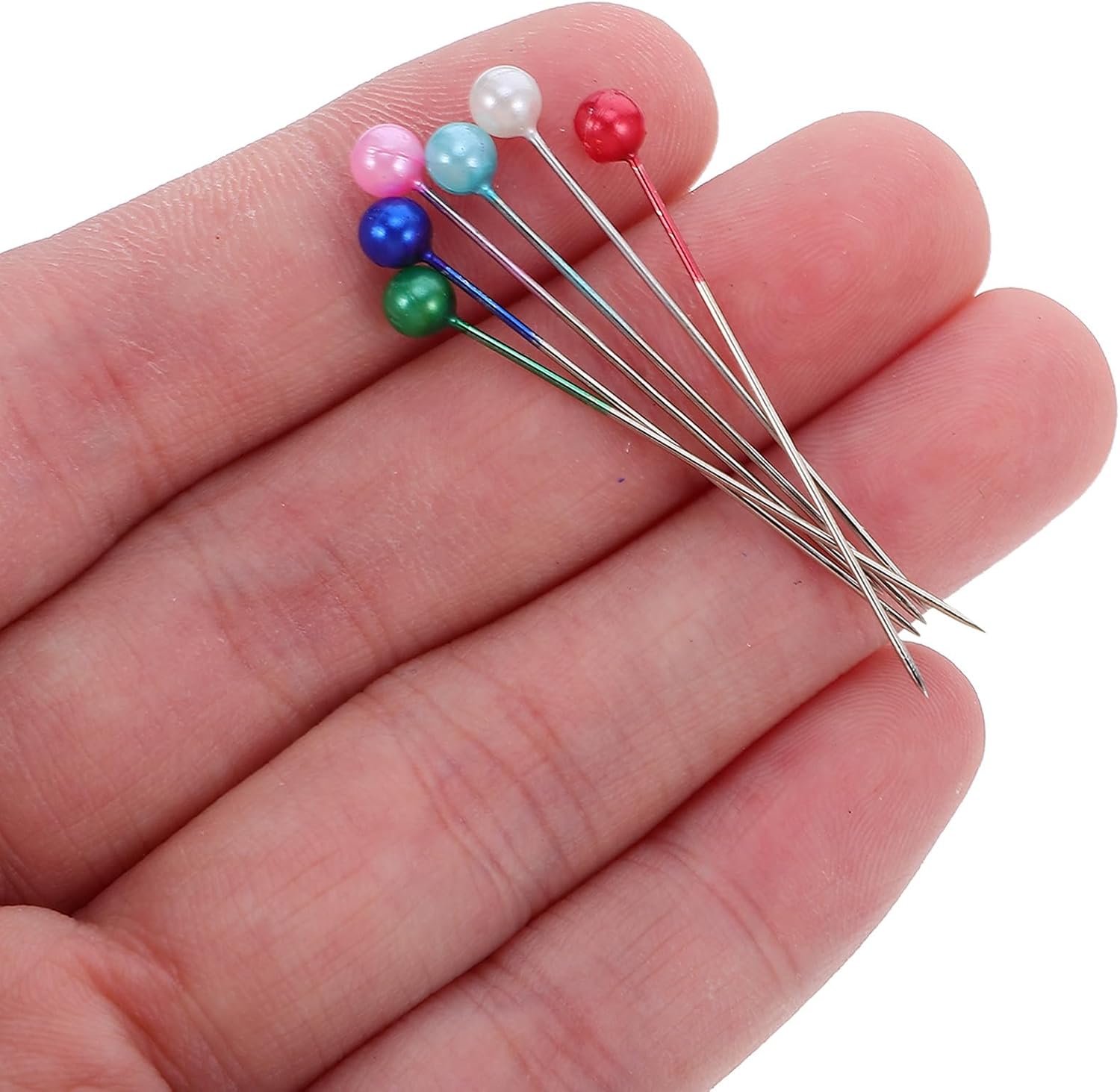 Straight Pins with Pearlized Ball Heads for Quilting and Dressmaking, Colored Mushroom Bottle Pin Holder, Sewing Notions for DIY Fabric Crafts and Hand Embroidery