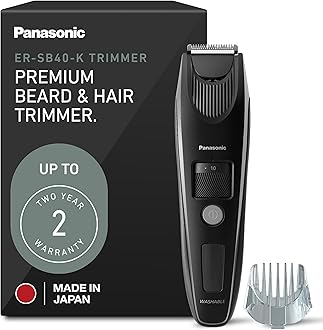 Panasonic Beard Trimmer for Men Cordless Precision Power, Hair Clipper with Comb Attachment and 19 Adjustable Settings, Washable, ER-SB40-K, 0.5-10mm lengths, 1 Pack