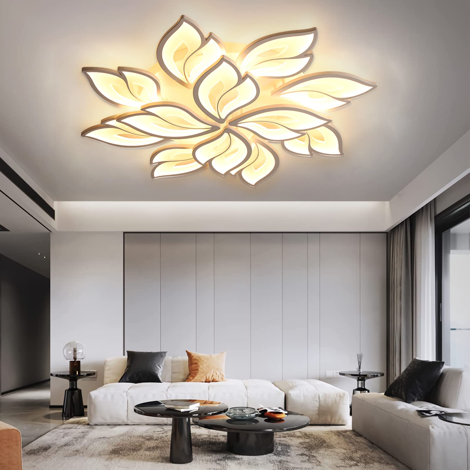 Sky angle LED Deckenleuchte Mit Fernbedienung Dimmbar Schlafzimmer Lampe, Kreative Blumenform Design Wohnzimmer Deckenlicht(12 Köpfe/Ø89cm/35in)