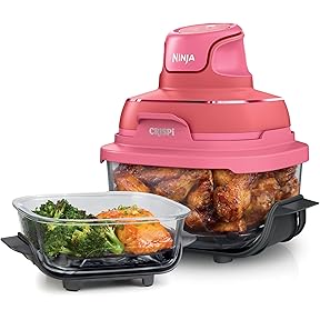 Ninja Crispi 4-in-1 Glass Air Fryer | 450°F | Non-Toxic | 4QT & 6-Cup Glass Containers w/Lids | Microwave, Freezer, Dishwasher Safe | Max Crisp, Air Fry, Bake, Recrisp | Cyberspace Gray, FN101GY