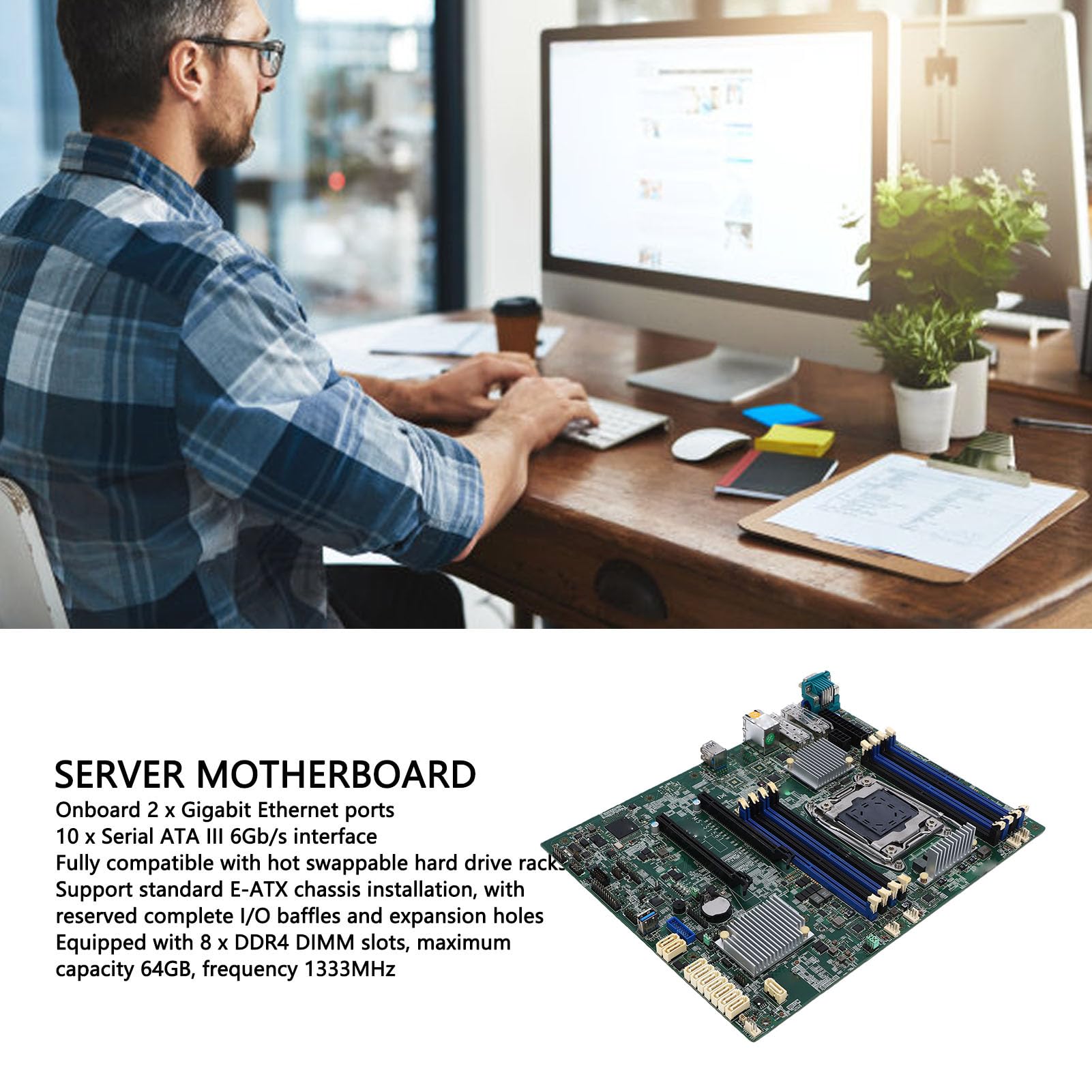 Płyta Główna Serwera MS S1561, Obsługa LGA 2011 3 DDR4, Chipset E5 2600 V3 V4 C612, z AST2400 IPMI 2.0 10 III 8 Gniazd DIMM