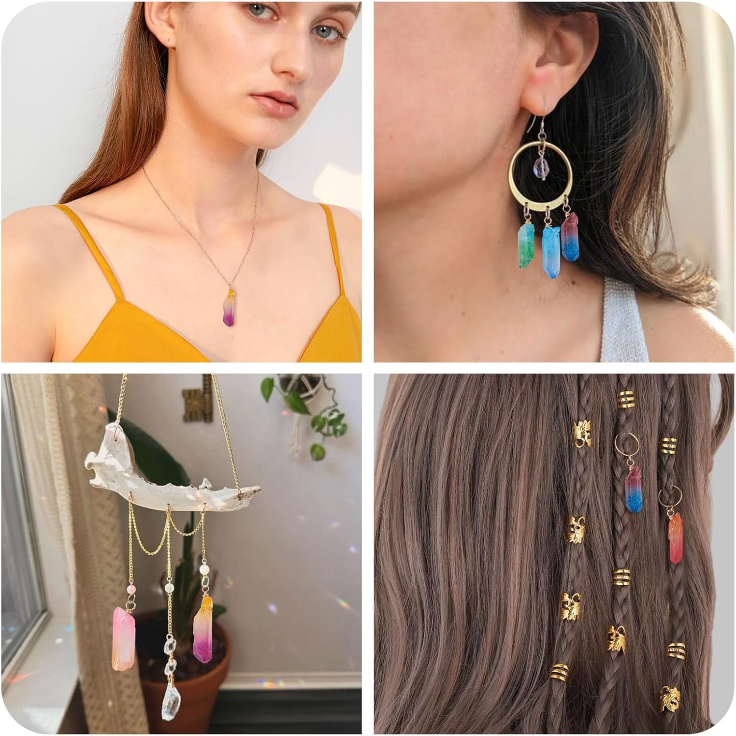 Cheriswelry 20pcs Natural Quartz Pendants Irregular Gemstone Stone Charms Colorful Quartz Dangle Earring Charms for DIY Craft Bracelet Necklace Jewelry Making 23.7-44.7 mm - Image 3