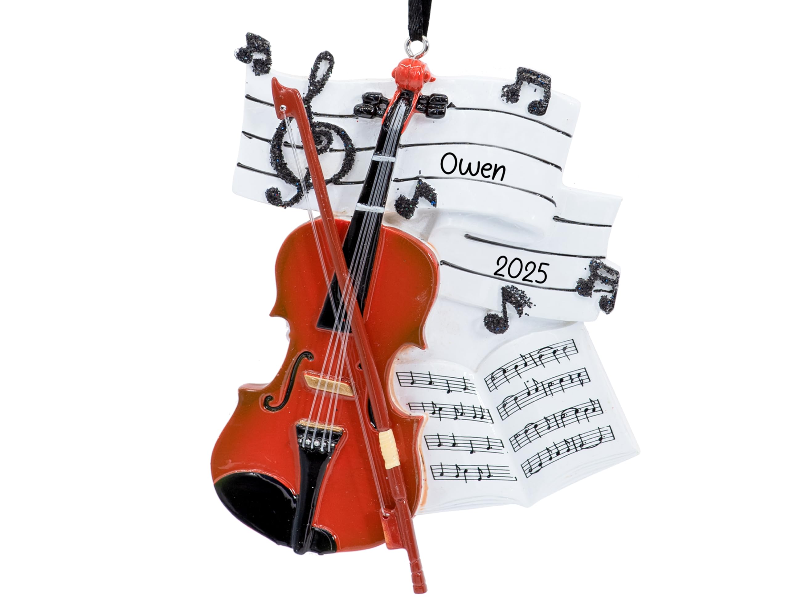UniqXmas Personalized Violin Musical Instrument Christmas Ornament 2025 | Fiddle with Note Strings & Treble Clef for Xmas Tree | Custom Violinist