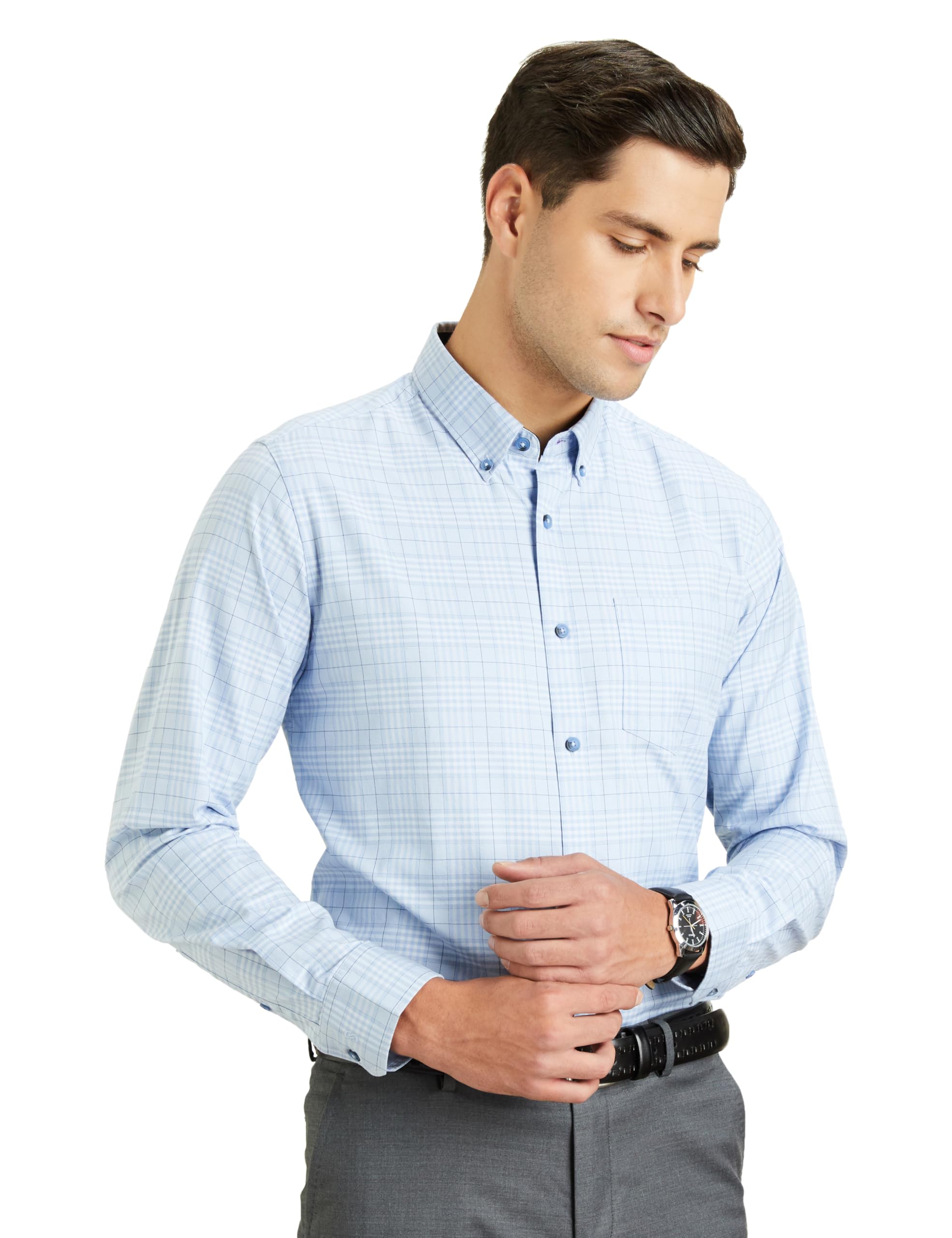 Symbol PremiumMen's Stylish Checkered Buttondown Casual Shirt - Regular Fit | Plain | Full Sleeve | Cotton Semi Formal Wear (Available in Plus Size)