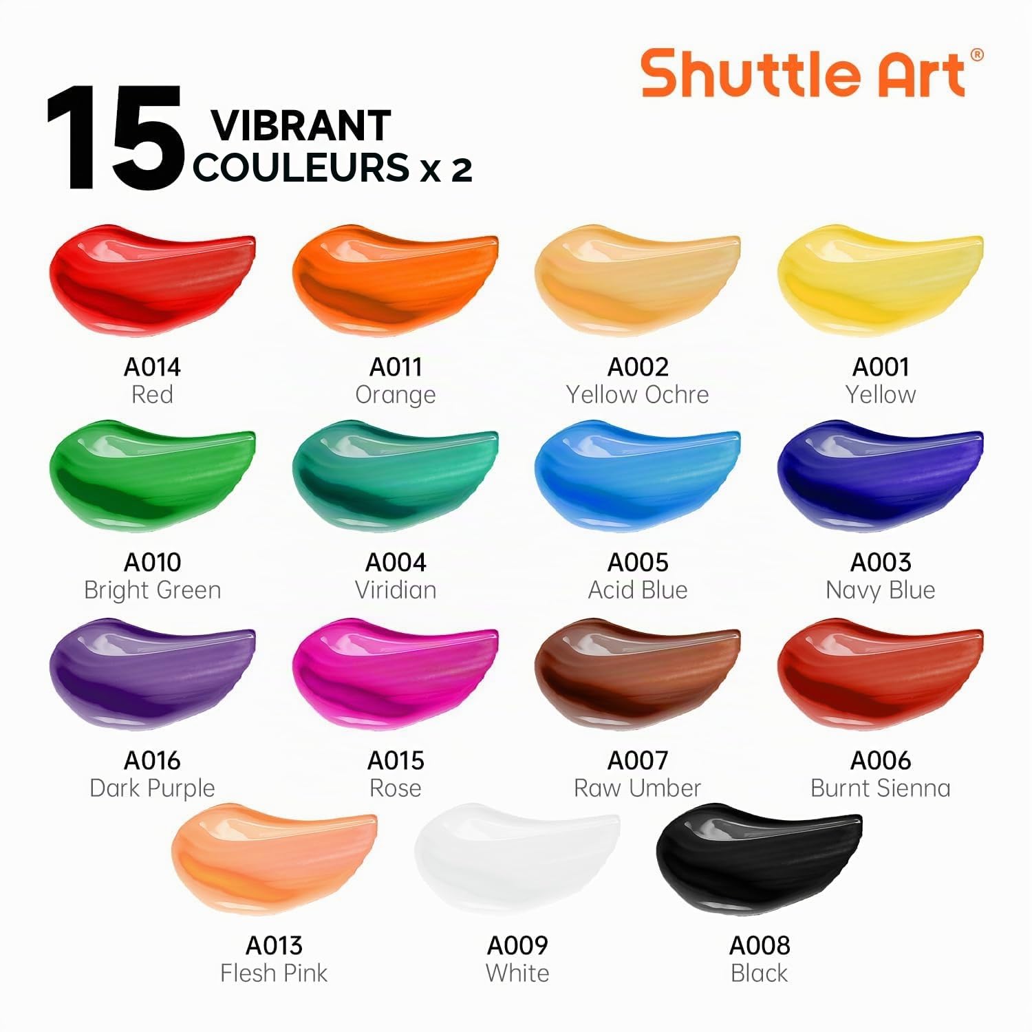 Shuttle Art Kit Peinture Acrylique 58 Pièces, 2 x 15 Tubes Peinture Acrylique (12ml), 2 Chevalets, Toiles, Pinceaux, Palettes, Fournitures Artistiques pour Adultes/Débutants