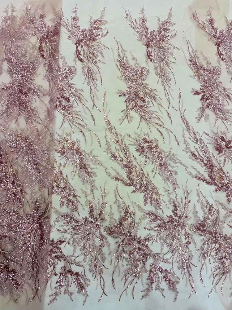 Tela de Encaje Africano con Lentejuelas y Red de Tul de 5 Yardas para Vestido de Fiesta de Boda