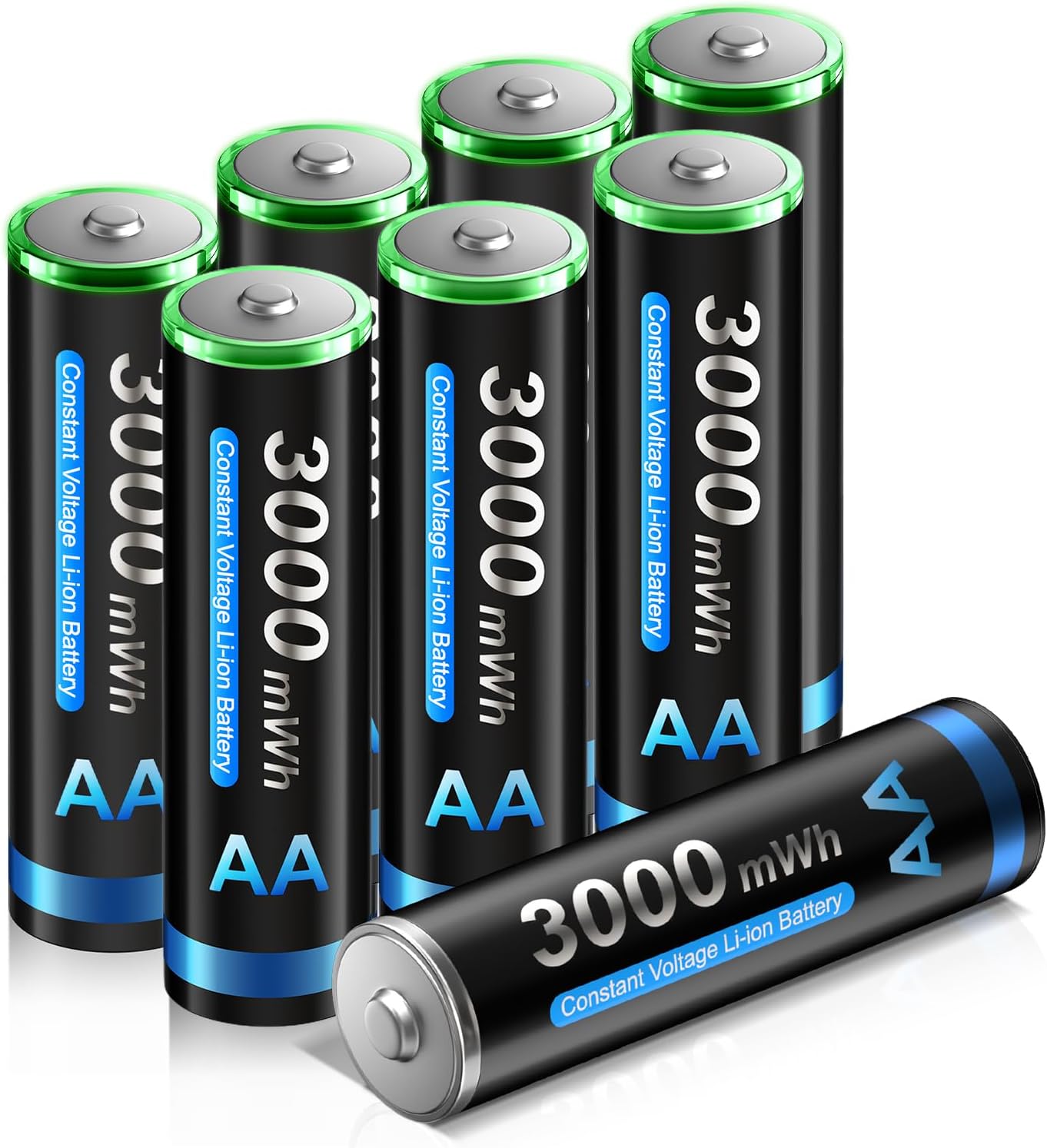 CITYORK Rechargeable AA Batteries Lithium 8 Pack,3000mWh 1.5V Constant Output Triple A Lithium Batteries 1200 Cycles Long Lasting