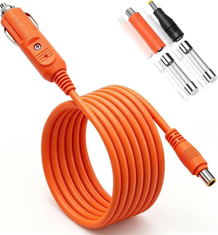 Upgraded 14AWG Car Charging Cable for Jackery Explorer 3000 2000 1500 1000 880 550 500 300 290 240 160 Portable Power Station Accessories Cigarette Lighter DC Charger Cord - 2M/6.6FT