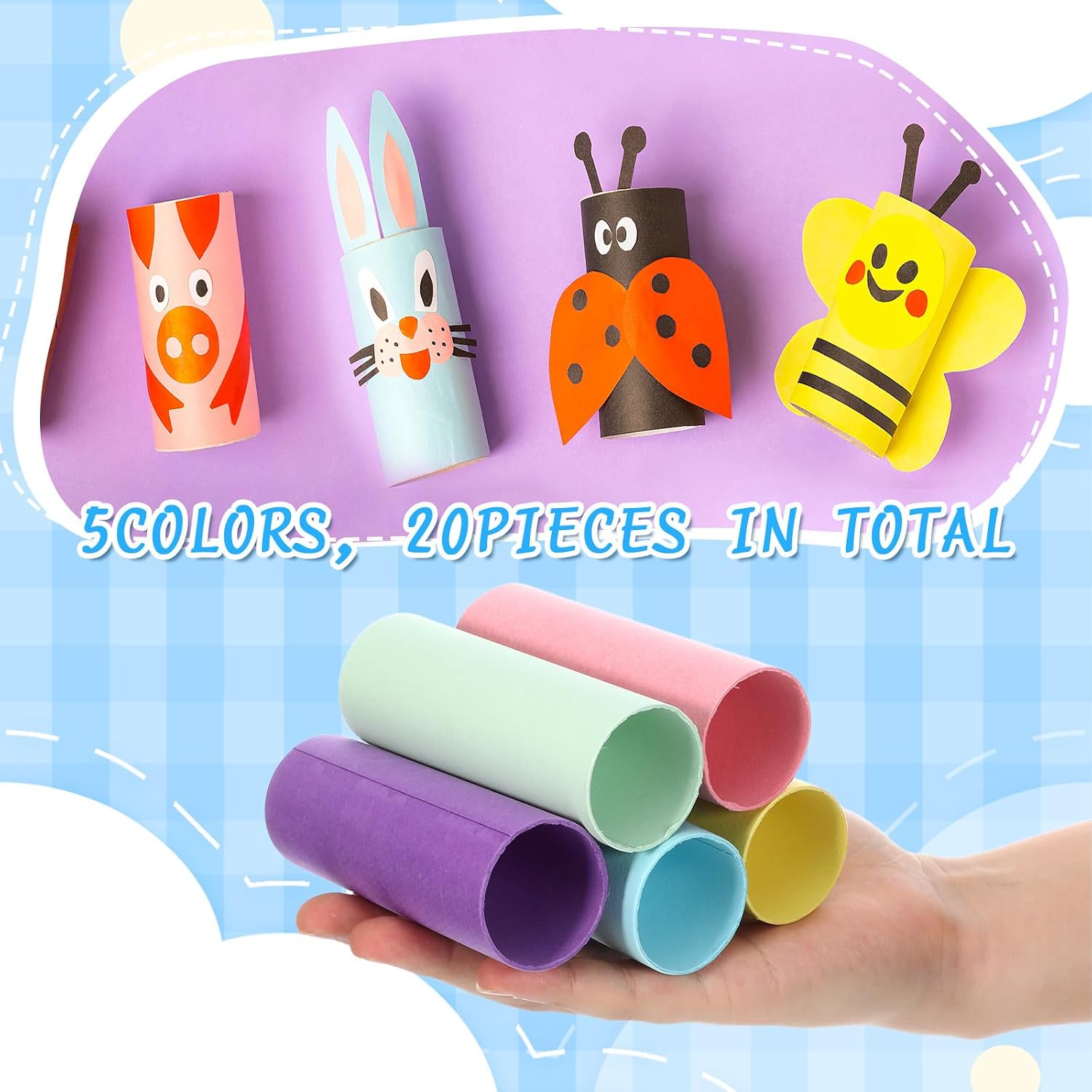 STOBOK 20pcs Toilet Paper Rolls for Crafts Kraft Cardboard Tubes for Art Paintings Drawings Document Shipping Rolls Storage Protector Assorted