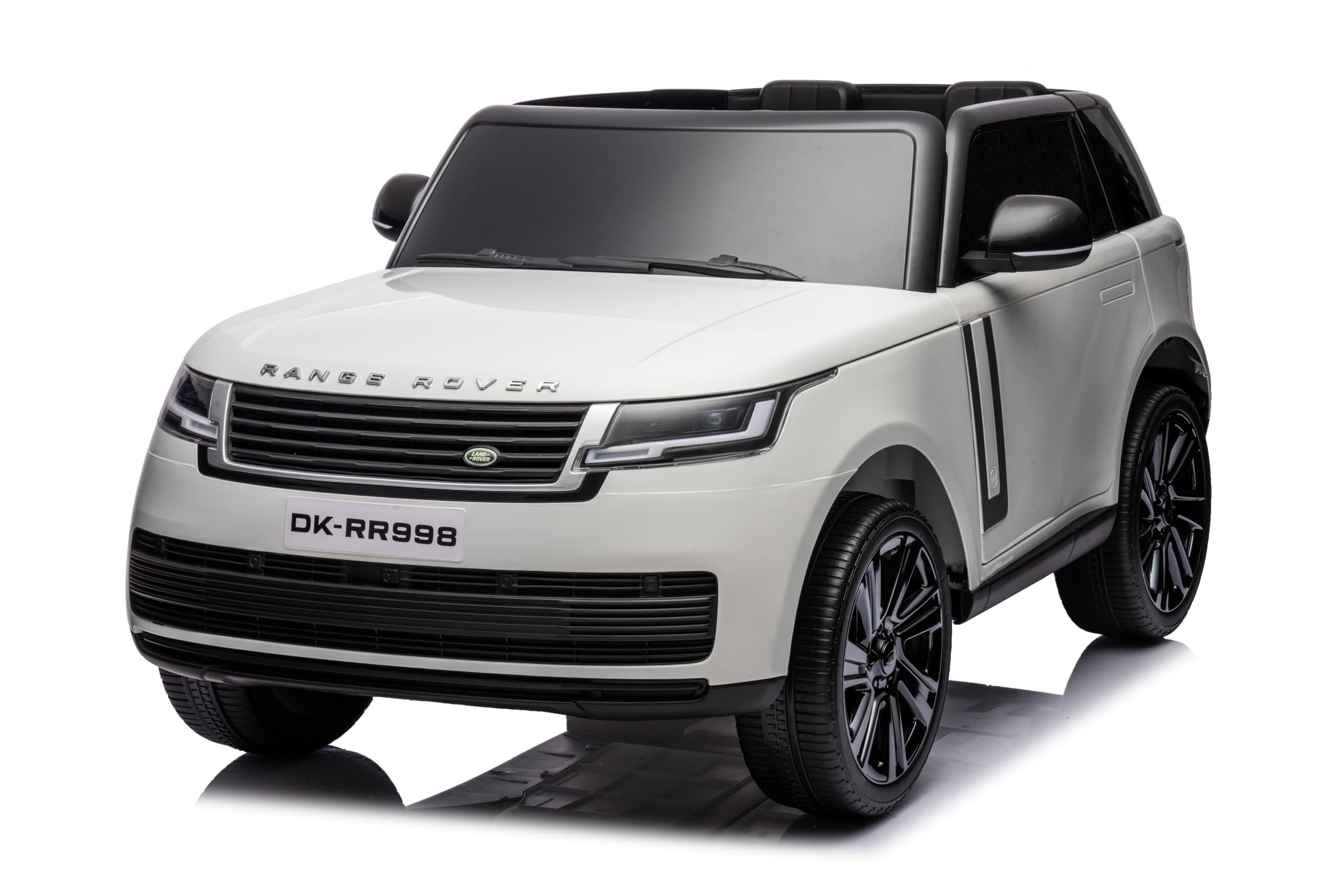 FINOOS Dziecięcy samochód elektryczny Range Rover. 12 V z pilotem zdalnego sterowania 2,4 GHz, 4 x silnik 12 V 45 W, od 1 do 6 lat (biały)
