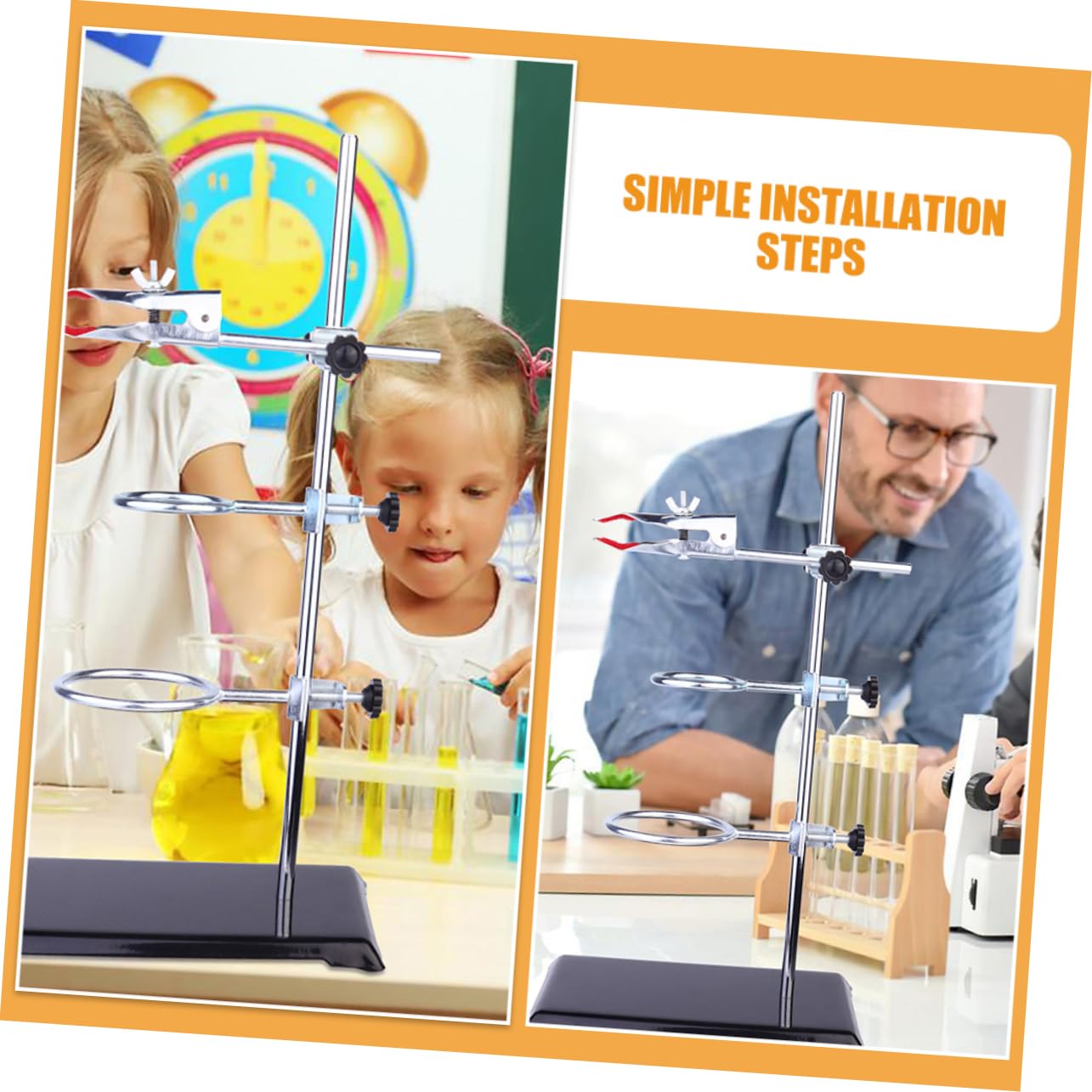 POPETPOP da Laboratorio Inossidabile e Ferro per Esperimenti Chimici Stabile e Affidabile con Pinza per Laboratorio Attrezzature Multifunzionali per Esperimenti