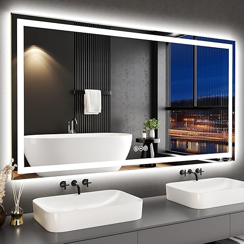 Miniatura 16 de Espejo de baño LED de 20 x 28 pulgadas, espejo de baño antivaho con luces, espejos de tocador iluminados montados en la pared, regulable,