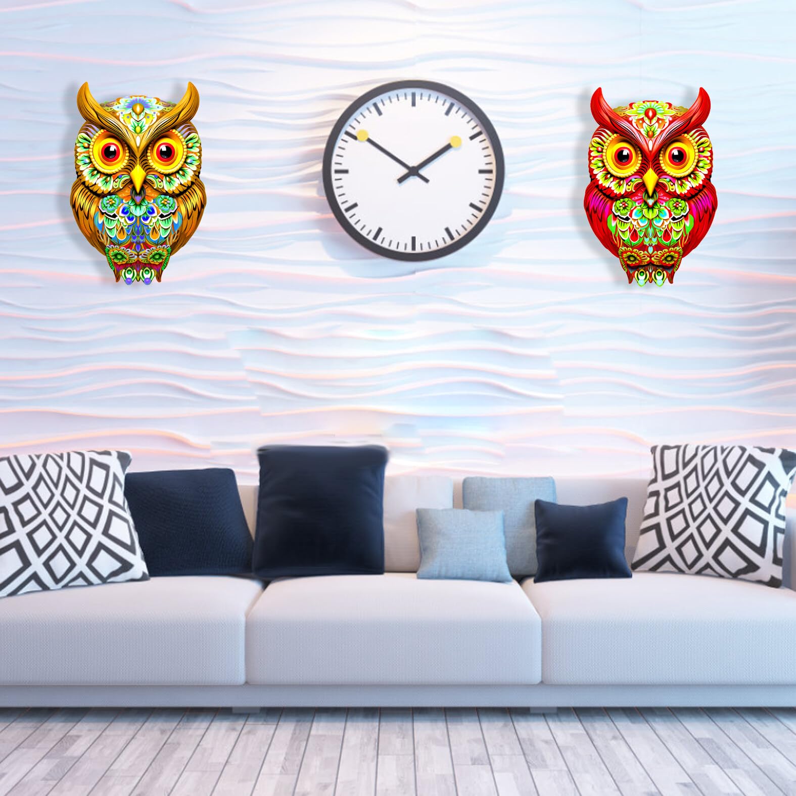 Gufo da appendere alla parete in legno fatto a mano - Decorazione unica
