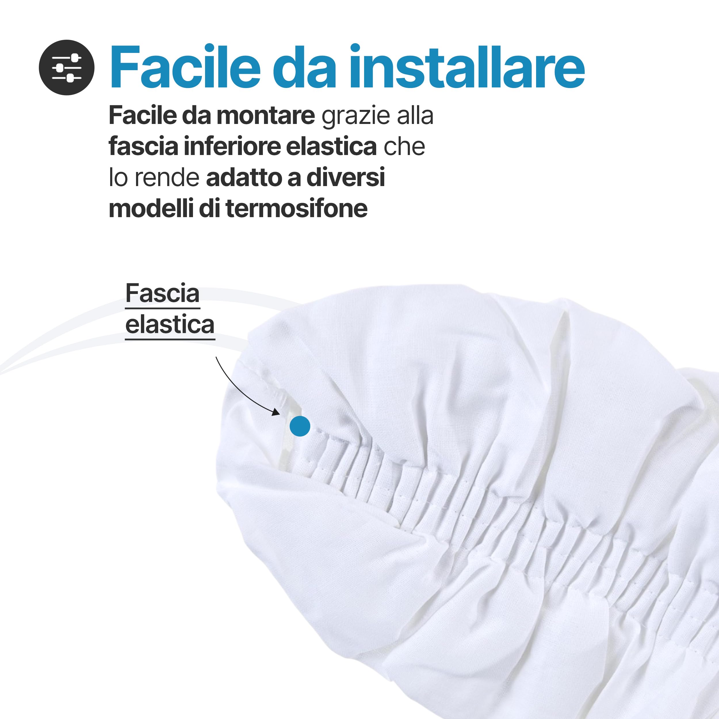 TOMAINO - Copritermosifone Stoffa in Cotone Elasticizzato 70x100 cm - Copri Calorifero Anti Polvere e Acari - Copri Termosifone Moderno Bianco Facile da Inserire e Lavare (L 70 X 100)