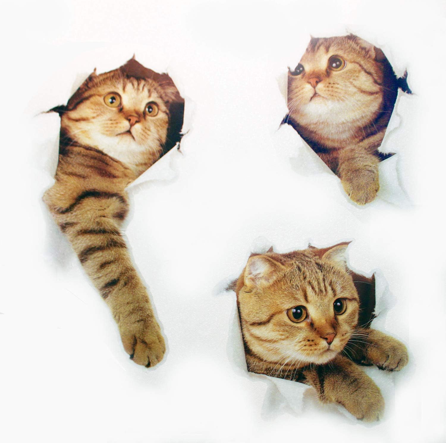 AMESSE 3D Cartoon Cats Wall Stickers Removable Easy to Peel & Stick Cute Wall Decals for Kids Nursery Bedroom, Living Room, Toilet, Kitchen, Offices