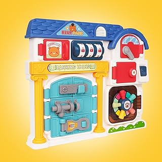 IWUTEFET Busy Board for Toddlers Montessori Locks Toys Baby Music Toys,Sensory Fidget Latches Board,Activity Board for Fine Motor Skills,Travel Toy,Educational Learning Toy with Locks,Latches Board