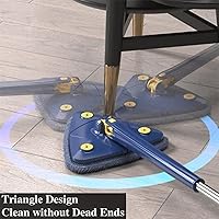 Vista 6 de Trapeador de limpieza ajustable giratorio de 360° con 2 cabezales de repuesto de trapeador, trapeadores de limpieza triangulares para paredes