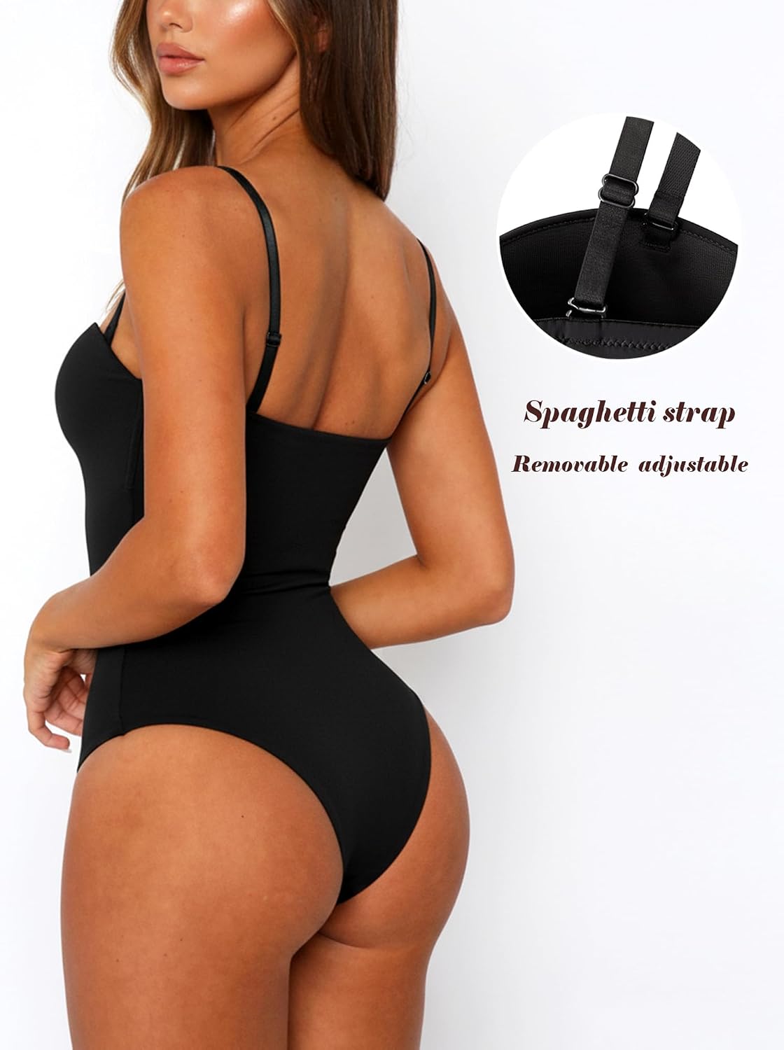 OZICERD Women Sexy Sweetheart Neck Cami Bodysuit Built in Bra Sleeveless Spaghetti Strap Tank Tops Body Suit Going out