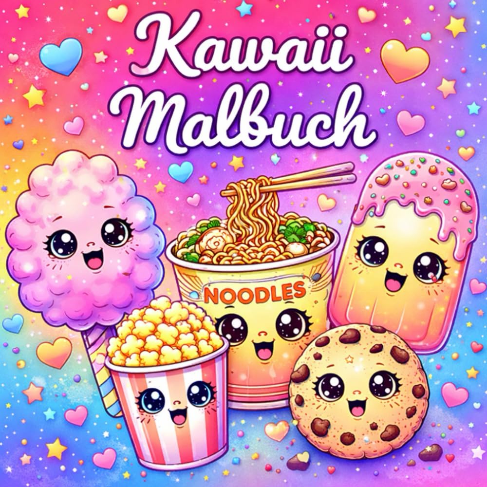 Kawaii Malbuch - Süße Leckereien zum Ausmalen: Über 45 niedliche Snacks, Getränke & Süßigkeiten im süßen Kawaii-Stil