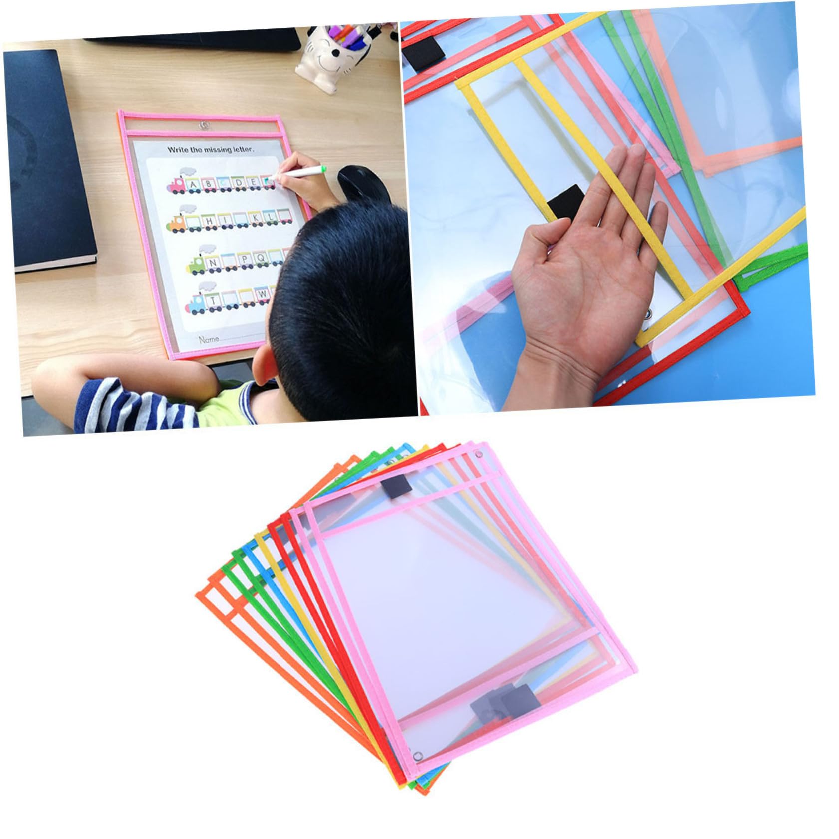 Pochettes effaçables à sec TEHAUX de 12 pièces transparentes pour l'école - 8