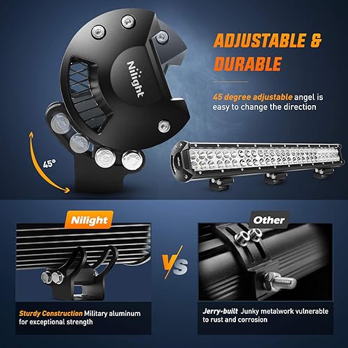 Miniatura 7 de Nilight - 60007C-A - Barra de luz LED de 25 pulgadas de 162 W, combo de puntos de inundación, luces de conducción impermeables, luces todoterreno