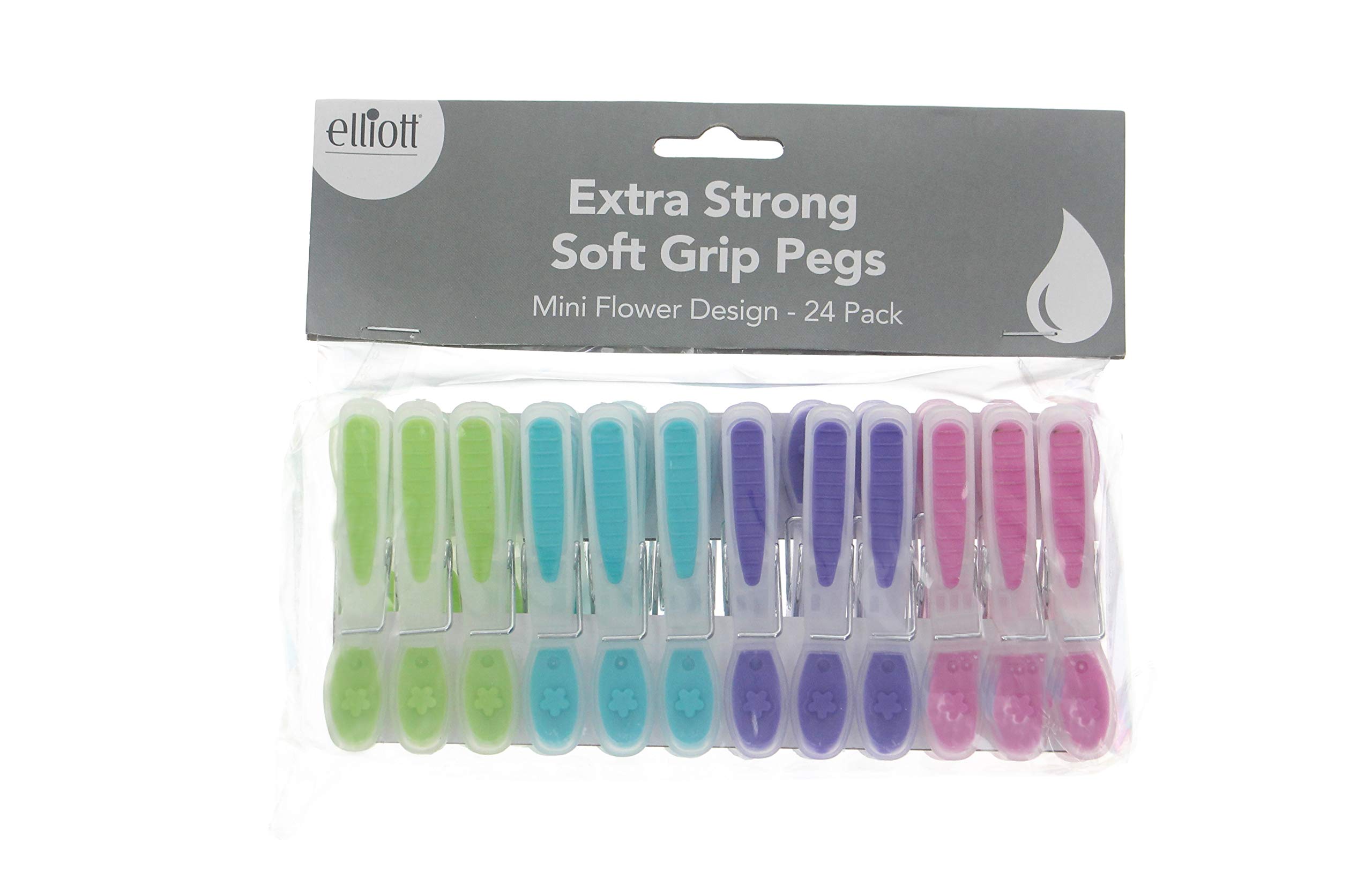 Elliotts Extra Strong, Soft Grip and Non-slip Wave Design Clothes Pegs, 24 Pack in Assorted Colours, BPA Free Laundry Pegs ideal for everyday use for Indoor or Outdoor use - 2