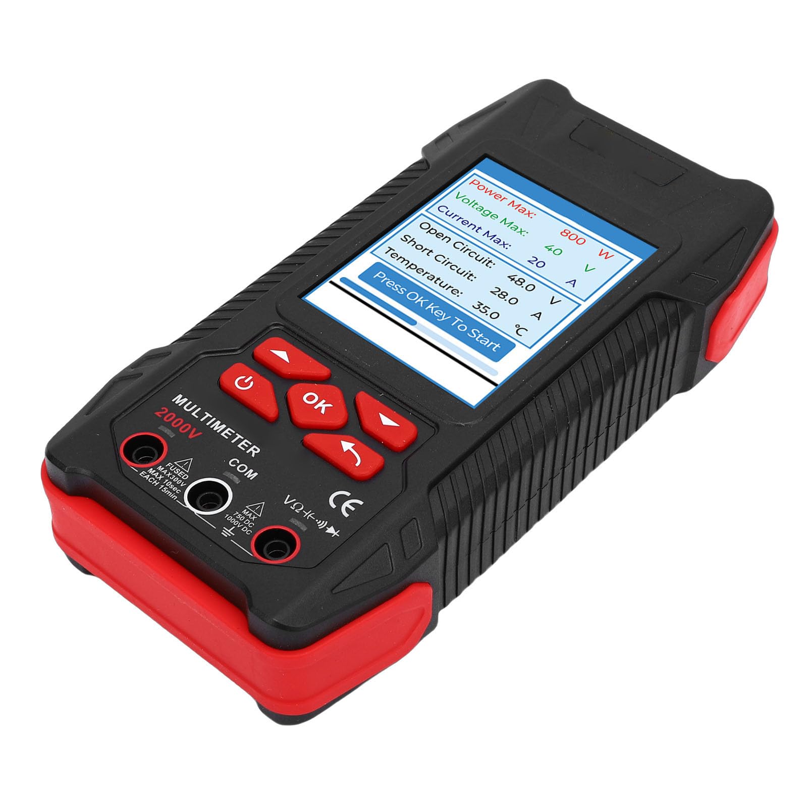 Fockety Tester Solar MPPT, Moc 2000 W, Napięcie 2000 V, 60 000 zliczeń, Multimetr Cyfrowy z możliwością ładowania, Automatyczny Zakres, Tester Paneli Słonecznych z Monitorowaniem Rejestracji Danych do