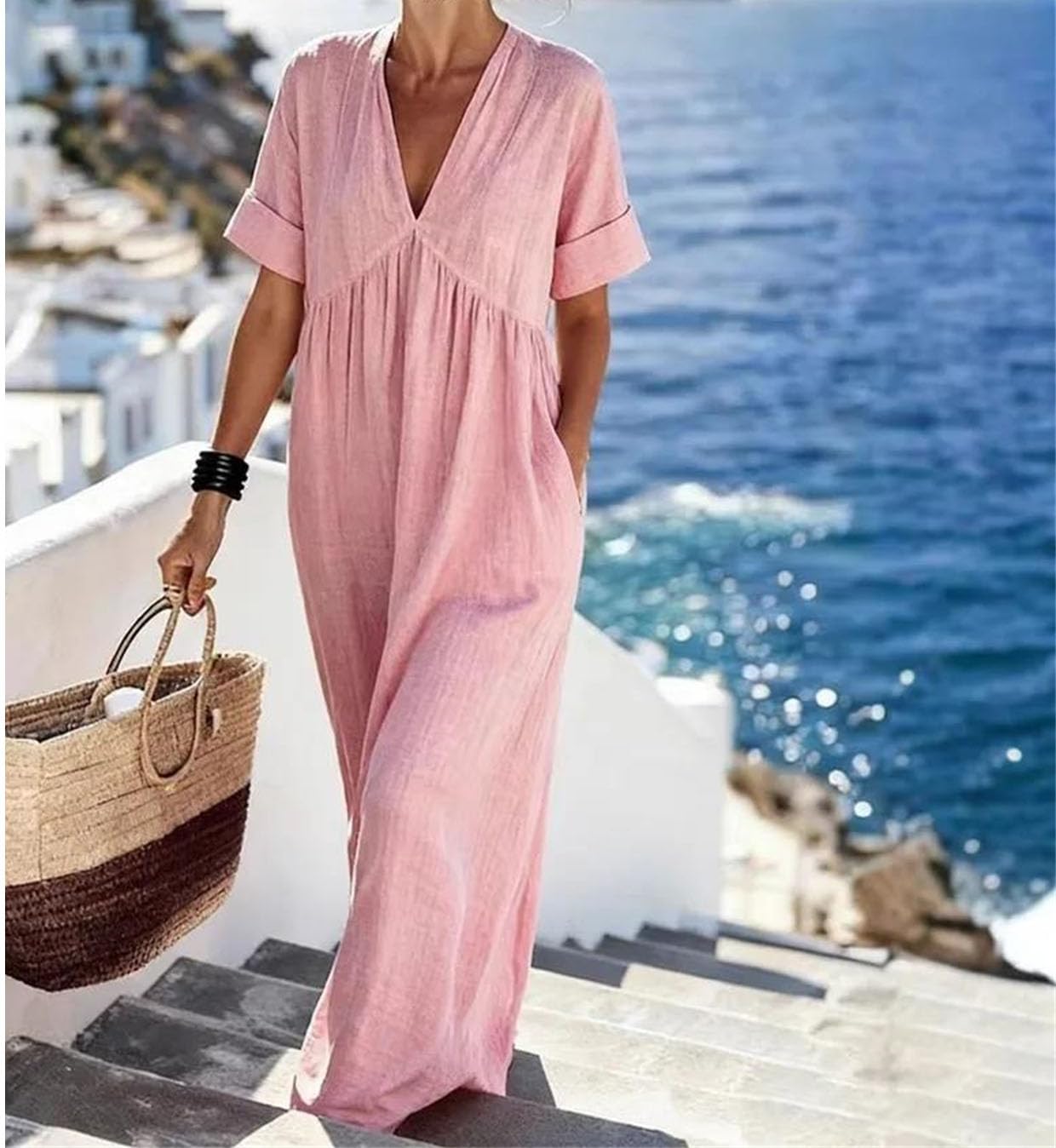 Vestidos largos sueltos e informales para mujer, a la moda, de verano, acampanado, vestido midi elegante y vintage