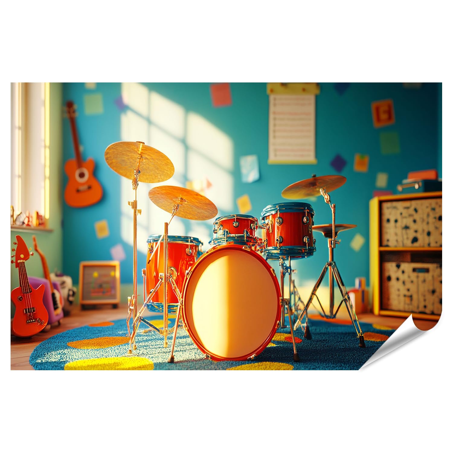 islandburner Prime XXL - Poster per sala musicale, con batteria e chitarre, per sala musicale, amanti della musica, negozio di musica, immagini premium