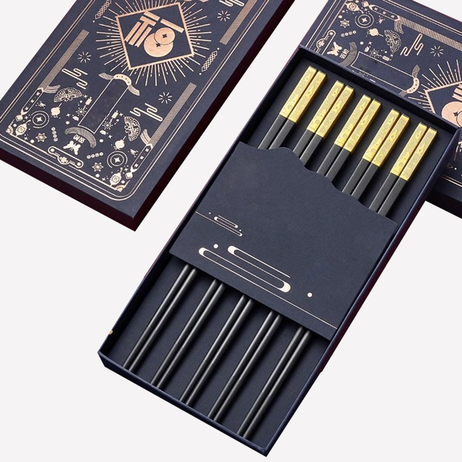 BBAUER chopsticks essstäbchen sushi stäbchenJapanische Essstäbchen-Geschenkbox, 10 Paar rutschfeste Essstäbchen aus Legierung für den Hausgebrauch