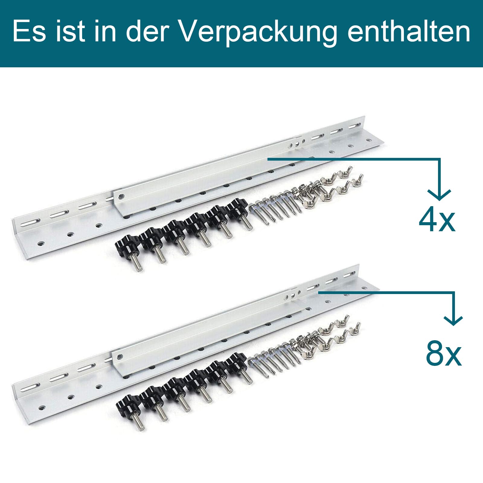Solarmodul Halterung Balkonkraftwerk 1140mm, Alu Dachhalterung Solarpanel Halterung 0-90 Grad Verstellbar, Universal Befestigung für PV Module für Flachdach, Wohnmobil, Wand, 2 Paar 45 Zoll