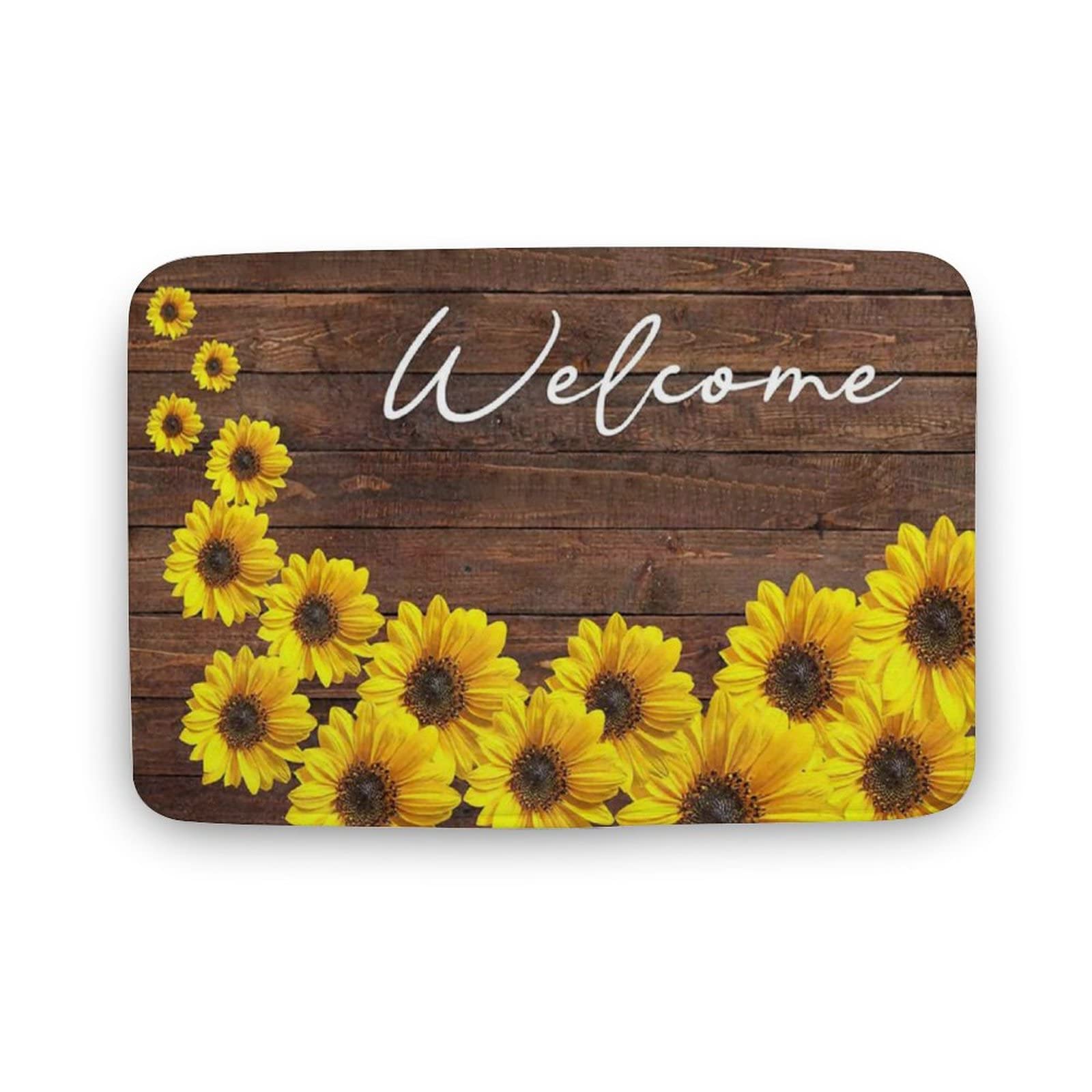 Ensound Sunflower Doormat,Welcome Doormat,Front Doormat,Indoor Doormat,Front Back Door Mat,Coral Velvet Rug 36X24 Inch