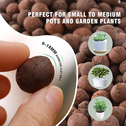 Miniatura 3 de Guijarros de arcilla leca natural, 17 libras, bolas orgánicas expandidas de 0.315 in a 0.709 in, plantas de cultivo de medios, tierra de jardinería