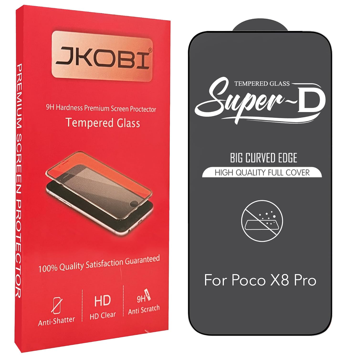 Jkobi Military-Grade Gorilla Tempered Glass for Poco X8 Pro Screen Protector (Shatterproof HD Clarity | Oleophobic Coating | 3D Precision Cut) (Pack of 2)