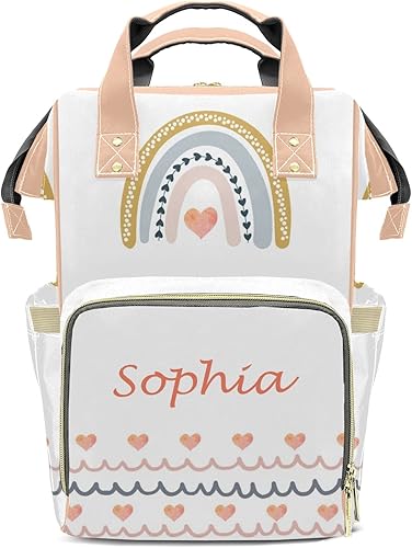 Mochila de pañales con estampado de huellas de patas con nombre, bolsa multifunción de gran capacidad para mamá, papá, unisex, niño y niña, Diseño