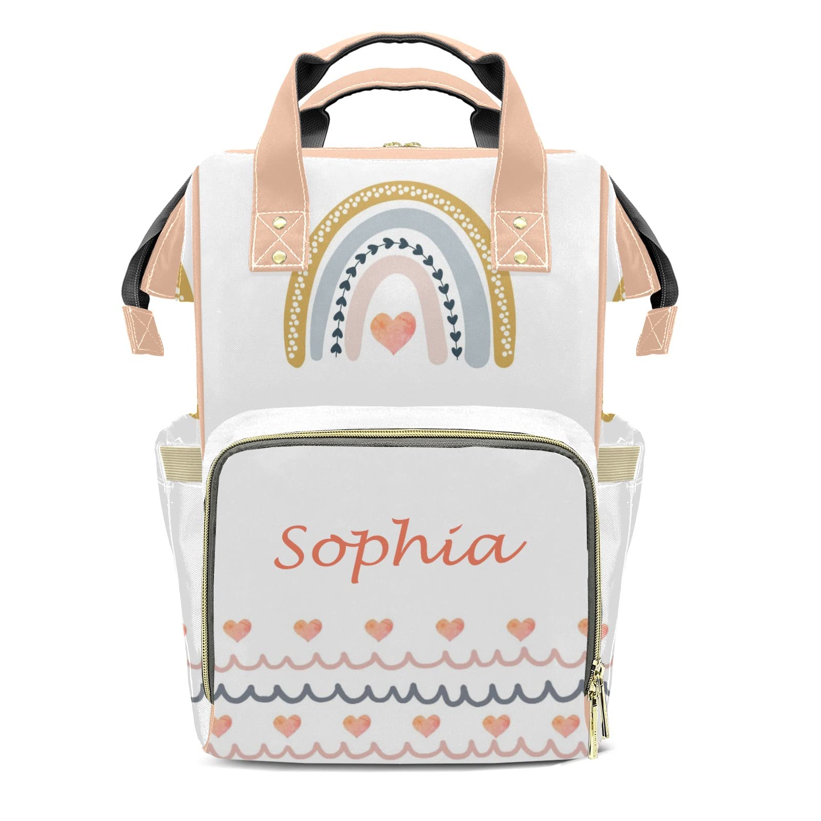 Cute Watercolor Rainbow Diaper Bag Backpack Multifunction Bags with Changing Pad Unisex Stylish Travel Back Pack Nappy Custom Bag for Moms Dads