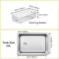 Vista 9 de VEVOR Limpiador sónico industrial de 22L con temporizador digital y calentador de 40kHz Limpiador sónico profesional de 110V con excelente efecto