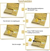 Vista 4 de WEIGHTMAN Báscula digital gramos, escala de bolsillo de 7.05 oz/0.00 oz, chapado en titanio dorado, pantalla LCD retroiluminada, mini báscula