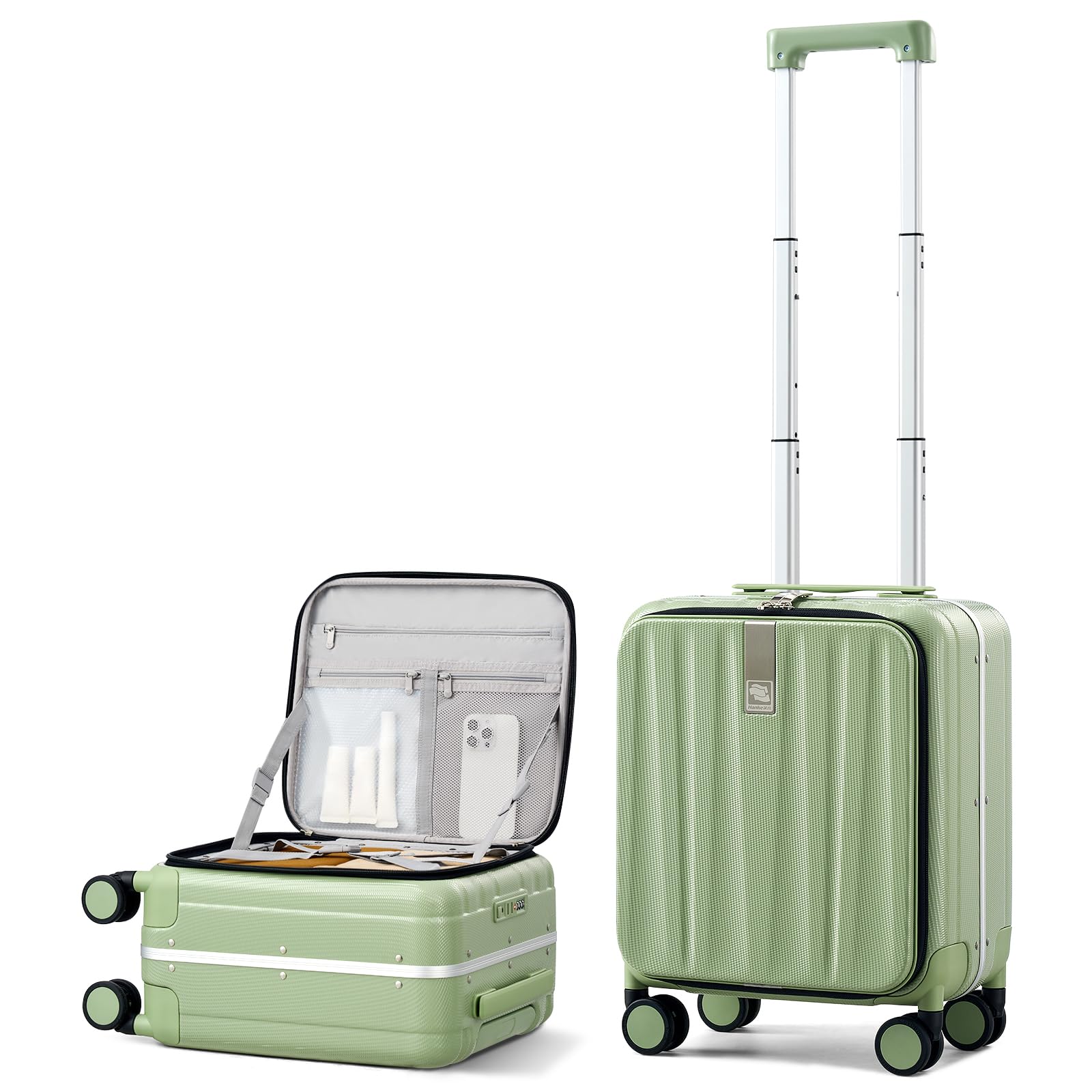 Hanke 16 Inch Underseat Carry On Luggage with Wheels,Small Hard Shell Suitcases for Weekender,Top Opening Lightweight Travel Luggage Suitcase for