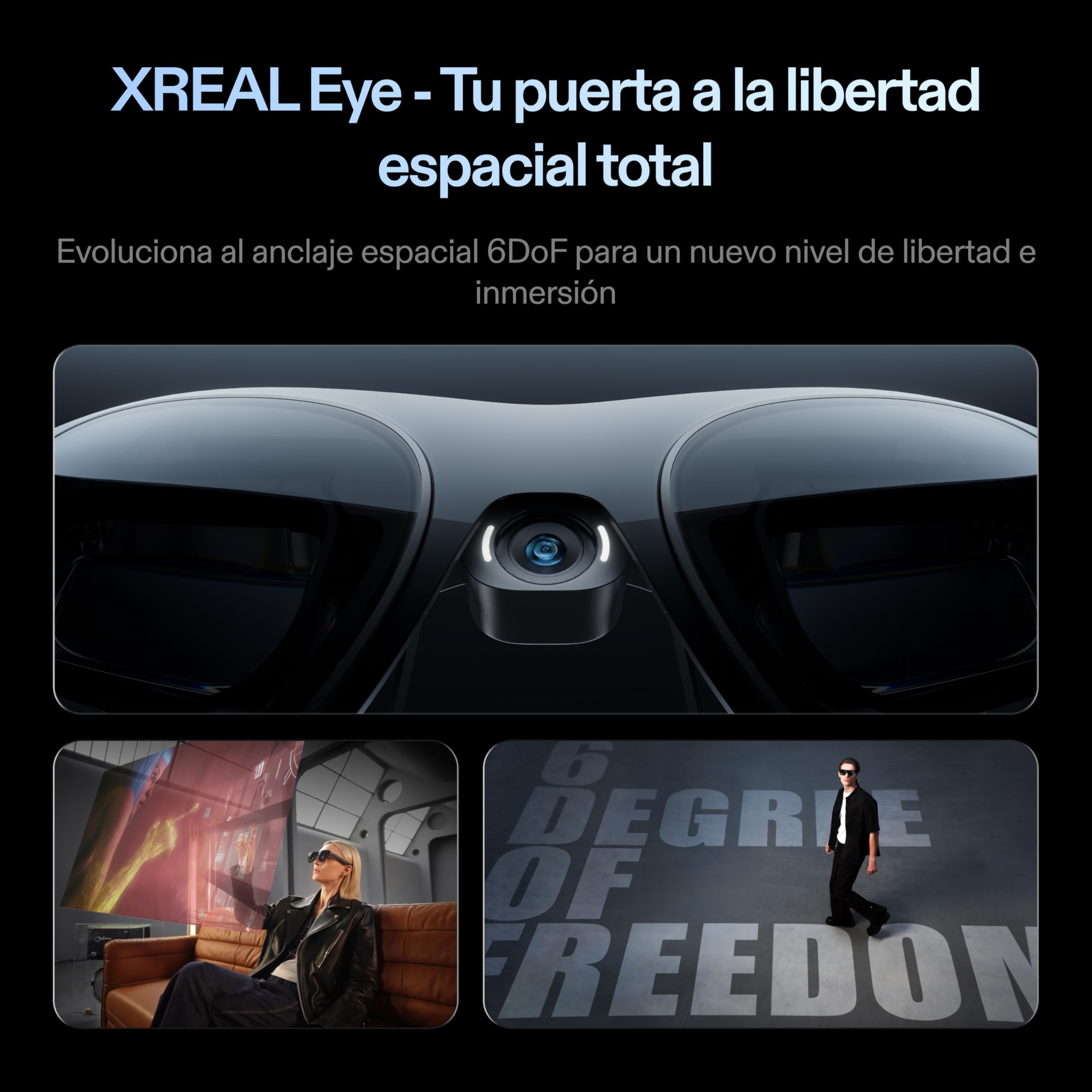 XREAL One Pro AR Gafas con Chip X1,Real 3D Lentes XR Nativo 3DoF, Óptica X-Prism, 57° FOV, Pantalla HD 171" y 120 Hz, Lentes AR con iPhone17/16/15,SteamDeck,ROG,Mac PC, Android iOS, M(IPD 57-66 mm)