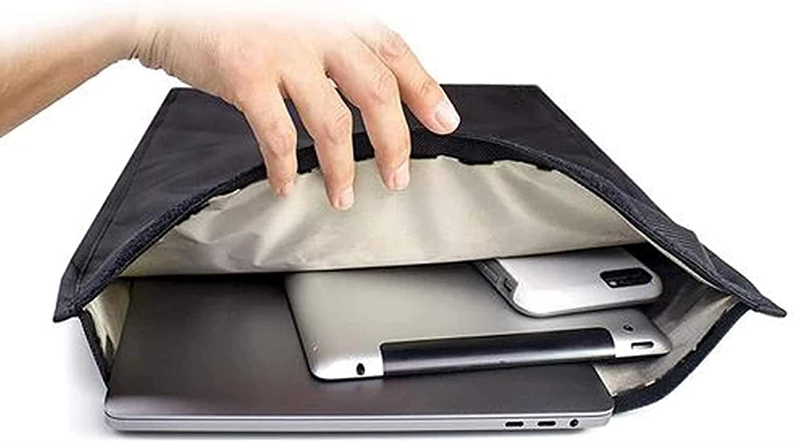 GHKryD Signal-blocking box, GPS RFID Anti-theft Car Key Bag, Anti-Radiation Anti-Hacking Tracking Spying Pouch(25x28cm)