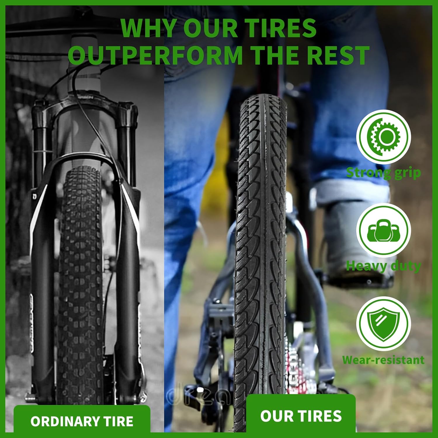 2-Pack 700x35C/38C Bike Tire, Road Bike Replacement Tires with 2 Inner Tubes, Folding High-Performance Wear-Resistant Bicycle Tires for City Commuter Road