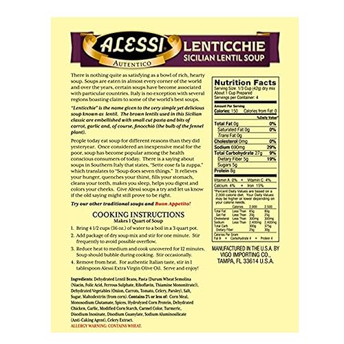 Miniatura 5 de Alessi Autentico Premium Soups, sabores tradicionales, lentejas sicilianas (Lenteja siciliana, 6 onzas (paquete de 3))