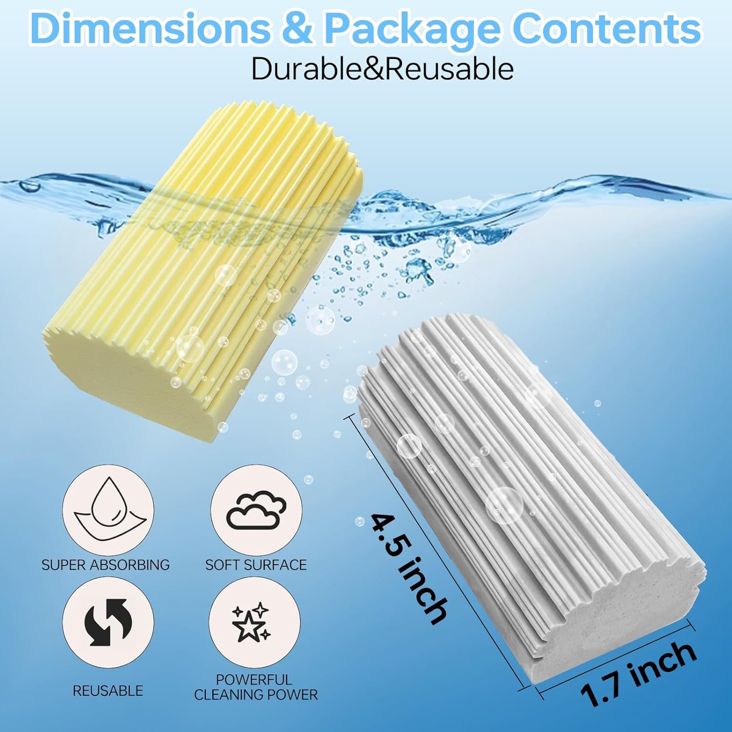 Cannagenix Damp Dusting Sponge, Household Sponges Duster for Cleaning Baseboards Blinds, Vents, Window Trunk, Scrub Magic Eraser Sponge Reusable Wet Sponges Cleaning Supplies Tool (Multi Colors) (1) 2