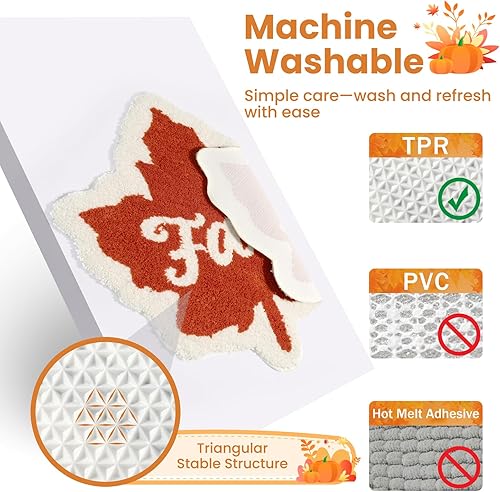 Miniatura 8 de DEXDE Alfombras de baño de otoño de 24 x 26 pulgadas, absorbentes, antideslizantes, lavables a máquina, bonitas alfombras de baño para baño, con